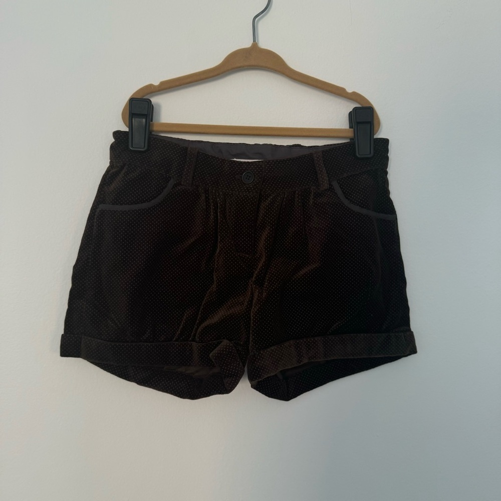 NWOT Bonpoint Brown Velvet Polka Dot Shorts (10Y)